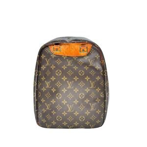 Louis Vuitton Leather Monogram Canvas Excursion Satchel Bag Brown Women's OS
